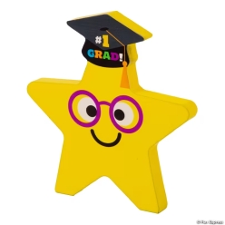 Elementary Graduation Party Star #1 Grad Wooden Tabletop Decor